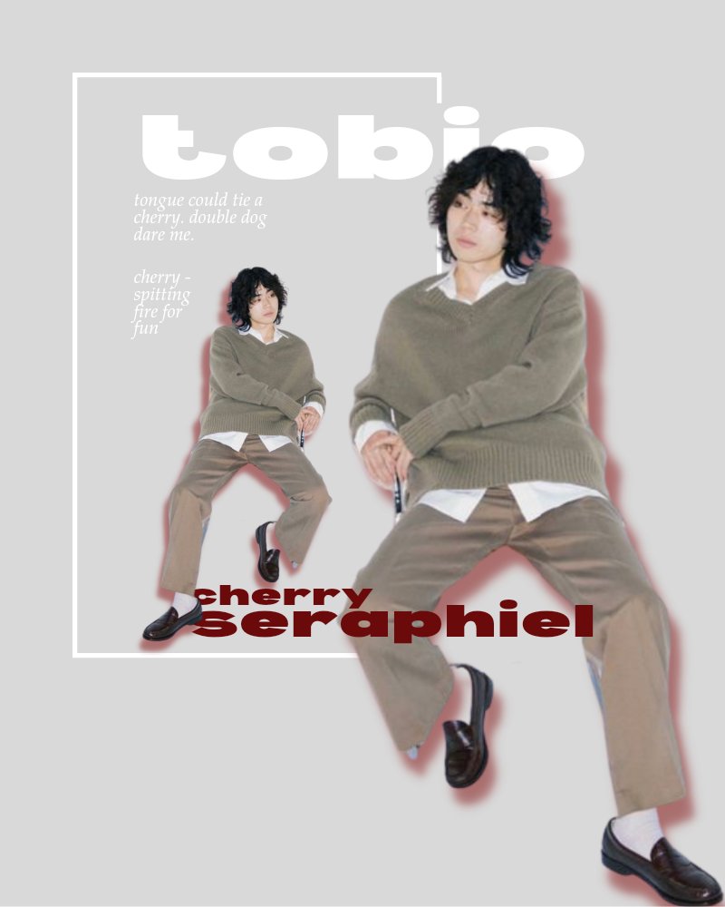 ㅤ
ㅤㅤ    
     #hqrp meet the KAGEYAMAs:
                                         — 2 ／ 2 
     TOBiO SERAPHiEL CHERRY   
     ♡ &amp; ↺ for mutuals

ㅤㅤ