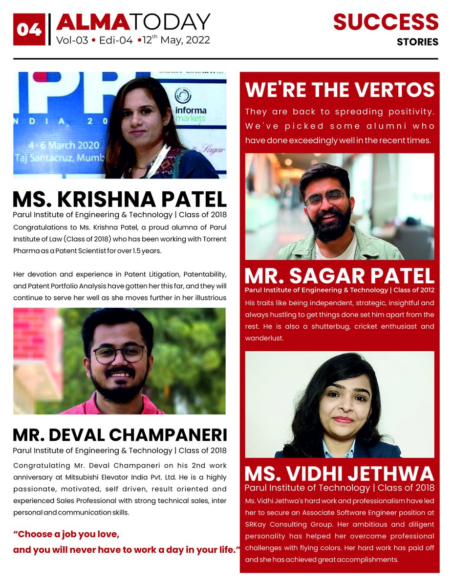 ParulAlumni's tweet image. PU Alumni Association proudly brings to you the April 2022 edition of the PU Alumni Newsletter – Alma Today.

#AlmaToday
#AlumniNewsletter
#PUAlumniAssociation
#ParulUniveristy