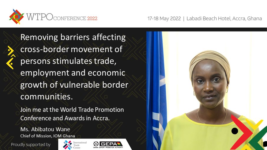 UNinGhana's tweet photo. “Removing barriers affecting cross-border movement of persons stimulates trade, employment &amp; economic growth of vulnerable border communities”~ @Abiwane 

Join us at the global awards to recognise initiatives that help businesses to trade across borders👇🏾 https://t.co/6F4hiYL06I https://t.co/OAGuaA5WPh
