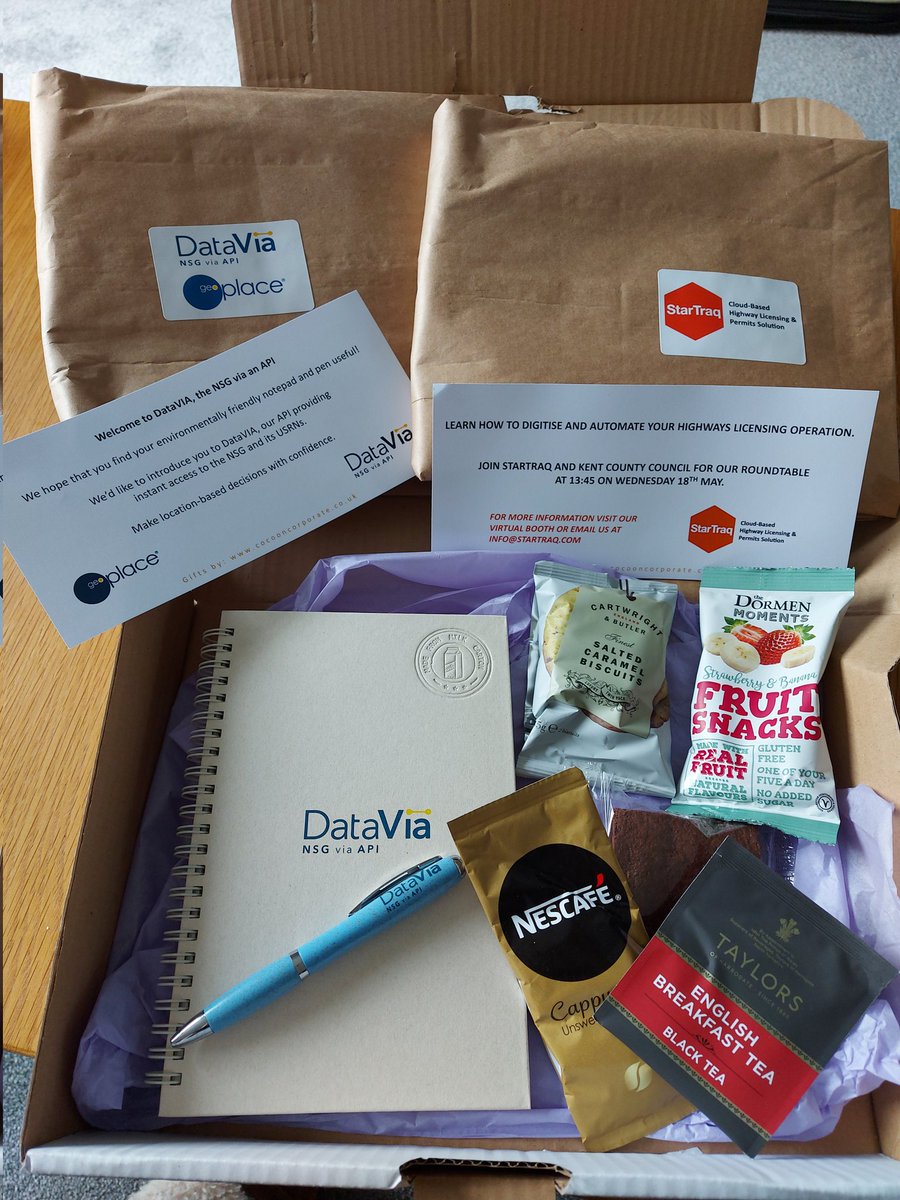 SophieGarrett19's tweet photo. Thanks to @GeoPlaceLLP and @StarTraqUKLtd for the goodies ready for #HAUC convention on Wednesday! Looking forward to making notes in my Milk Carton notebook while munching on Salted Caramel biscuits! https://t.co/rttvmDIyXv