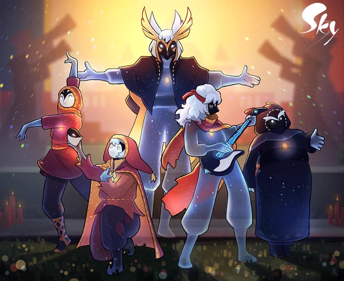 Some of the Season promo art I've done for #thatskygame ! These were for Season of Flight, Abyss, and the current one: Performance! 