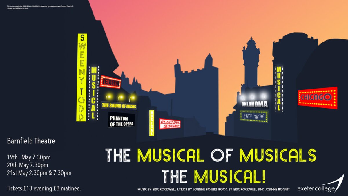 ExeterCollMPA's tweet photo. Excited to be entering performance week for The Musical of Musicals The Musical! Tickets available through our website: https://t.co/vQgia4sKtx
#ExeterCollege #execollproud #Theatre #BarnfieldTheatre #Musicals https://t.co/N1F7FviQwE