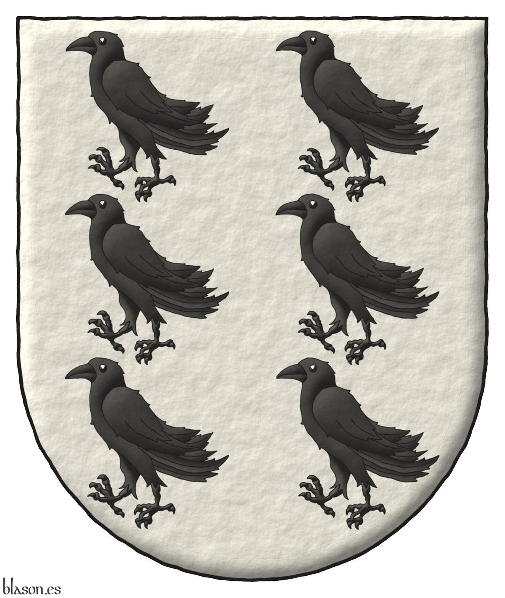 ntoniosalmeron's tweet photo. Coat of arms of the municipality of Pravia, Principality of Asturias emblazoned by me. Blazon: Argent, six Ravens passant Sable, 2, 2, and 2. In English, the distribution used to be described by rows.
#Raven #Passant #Emblazoned #Delineation https://t.co/BF6uIdl08L