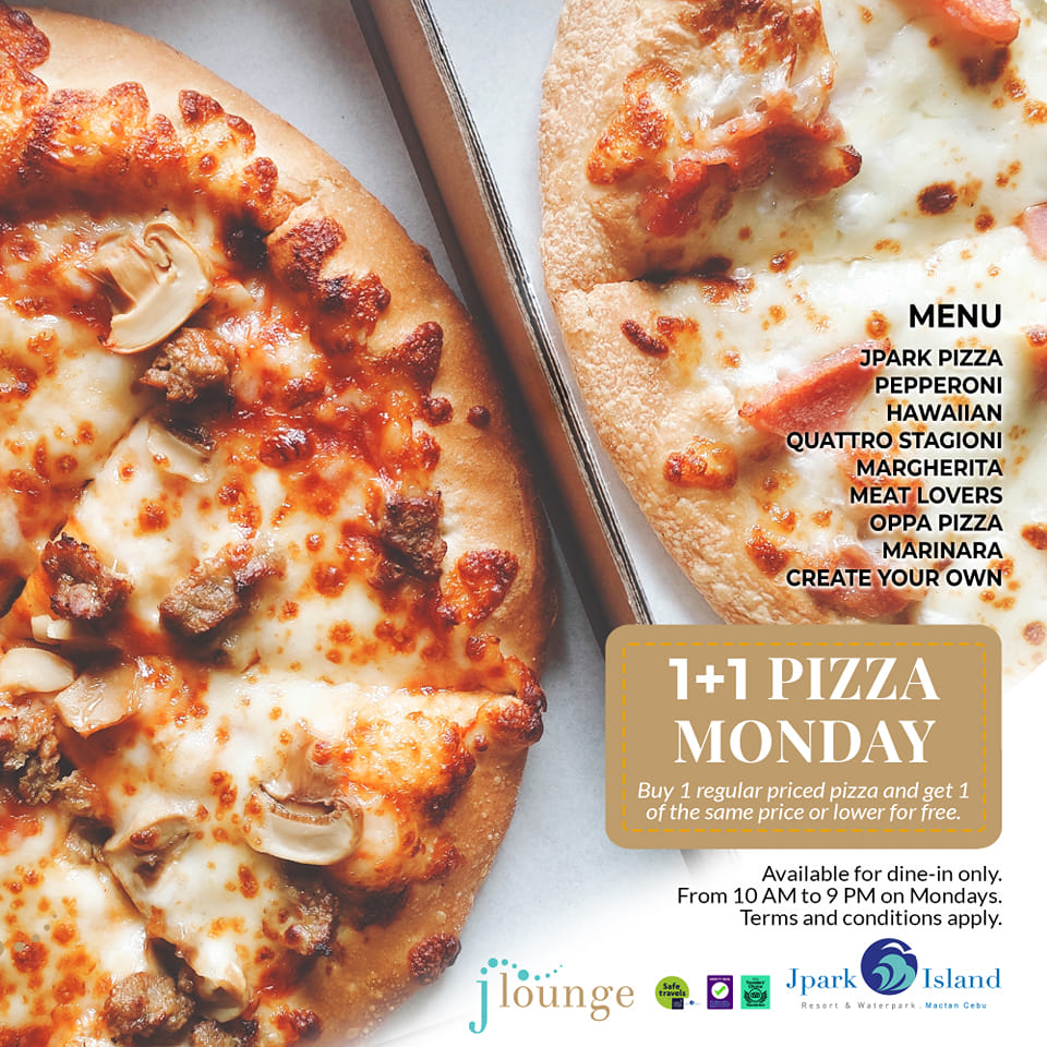 jparkresort's tweet photo. Here's something to take away those Monday blues.
1+1 Pizza Monday is available for dine-in at Jlounge. From 9 AM to 10 PM. Terms and conditions apply.
Resort hotline: +63 32 494 5000
#MyJparkStory #SeaYouAtJpark #WeAreJpark #ThinkJpark #Jlounge https://t.co/6DsTf1NXnJ