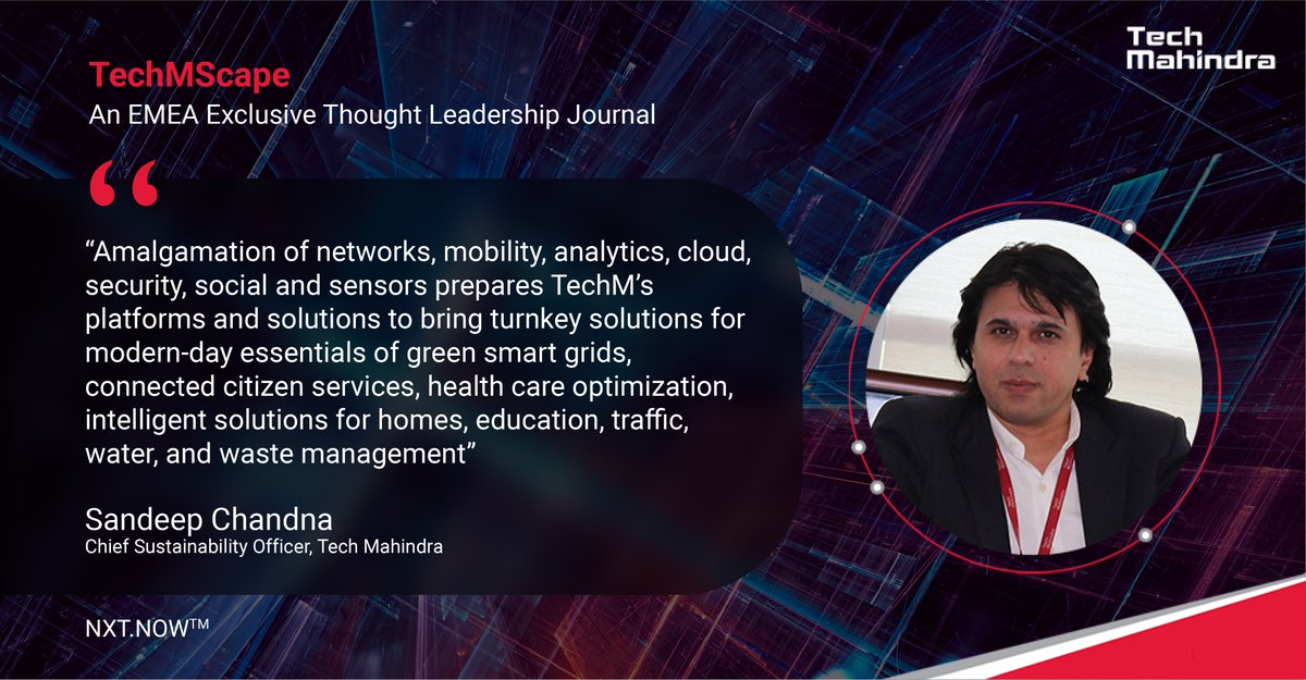 tech_mahindra's tweet photo. .@SandeepChandna5, Chief Sustainability Officer, @Tech_Mahindra, shares his insights on #Sustainability & #GreenSolutions, in #TechMScape – An EMEA Exclusive Thought Leadership Journal.
📖Get your copy NOW - https://t.co/uoqYsrSLgS
#NxtNow #TechMahindraEurope https://t.co/DfCJeWy70d