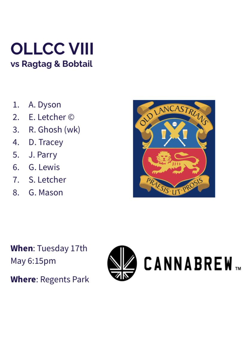 OLLCricketClub's tweet photo. Up next for the OLLCC is Ragtag & Bobtail tomorrow evening #OLLCC https://t.co/IjDMMCNmMb