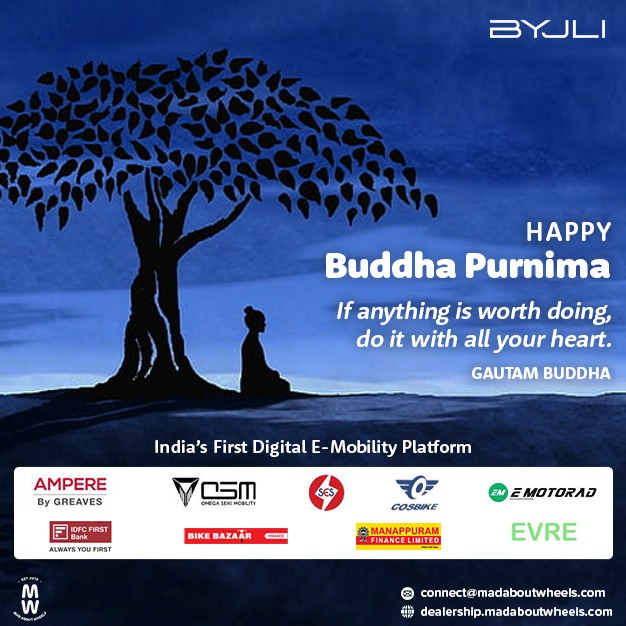 madaboutwheels_'s tweet photo. May Lord Buddha enlighten you on the path of love, peace and truth. #HappyBuddhaPurnima to you and your family!
"If anything is worth doing, Do it with all your heart"
                                                         Gautam Buddha
#buddhpurnima #electricscooter #emobility https://t.co/Sk4z0COsXM