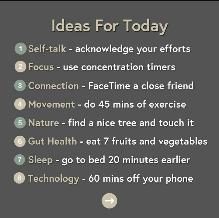The 8 Pillars of Mental Health

Self talk 🗣
Focus ✍
Connection 👩‍👩‍👧
Movement🚶🏾‍♀️🏋️‍♂️
Nature🌳🐕‍🦺
Gut health🥗🌮🥤
Sleep🛌🏾
Tech🤳

Select your priority for this week👇🏾

Happy new week✌🏾😘

#AcademicTwitter  #AcademicChatter #mentalhealth  #MentalHealthAwareness #MondayMindfulness