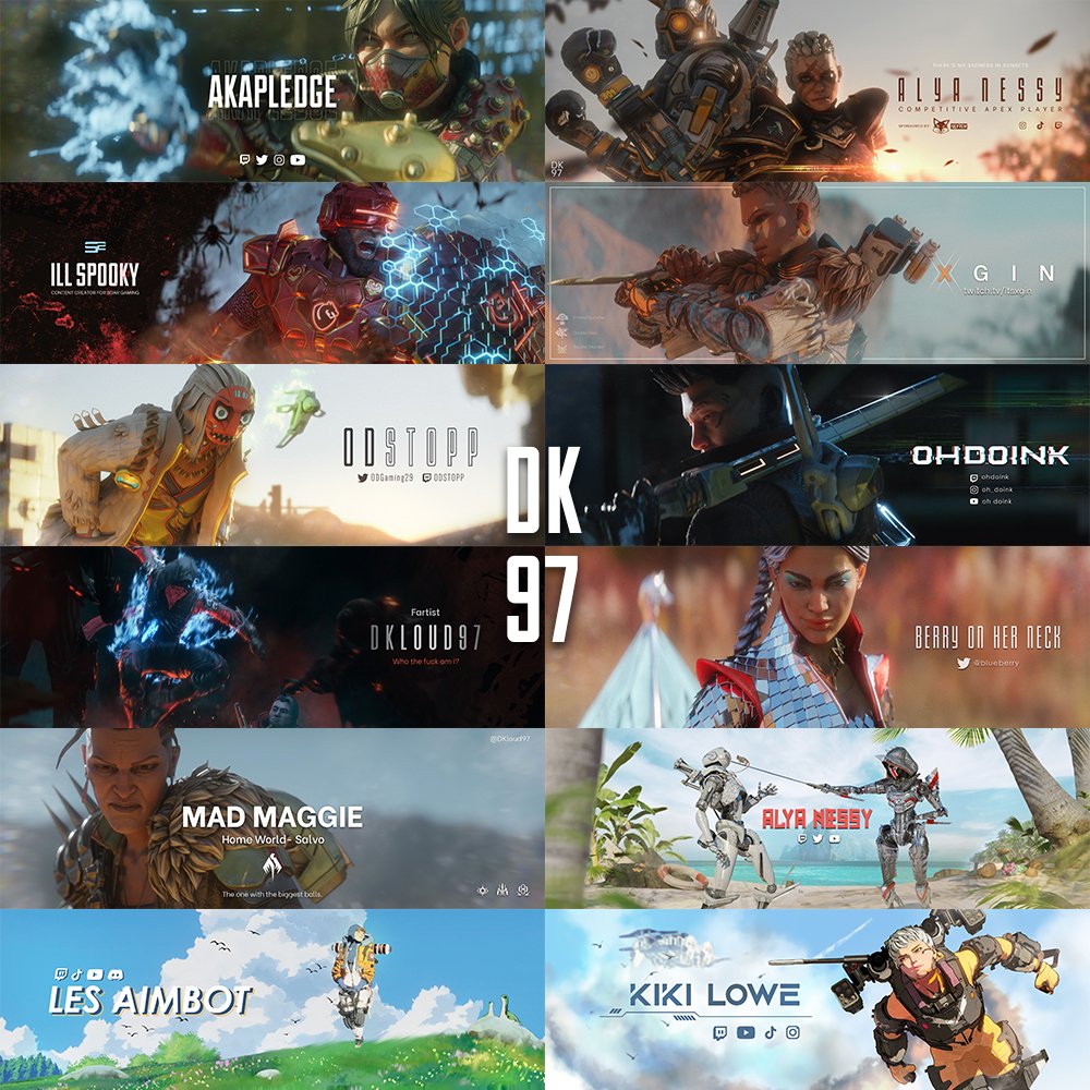DKloud97's tweet photo. I almost gave up but I'm gonna make one last attempt to find some work to fund my College expenses. Here's a thread showcasing what I do. 
1.Twitter/ Twitch/ Youtube banners. https://t.co/GUb5KpFymf
