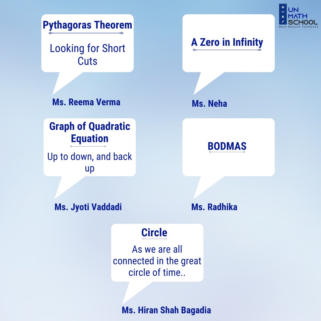 UnmathSchool's tweet photo. We are super glad to have received some of the best responses on our last week's question and we loved reading them. Sharing the best ones here as promised. Isn't is amazing how we are able to connect Math so beautifully with our life?  

#mathematics #mathinreallife #letsunmath https://t.co/obtvdzh5kW