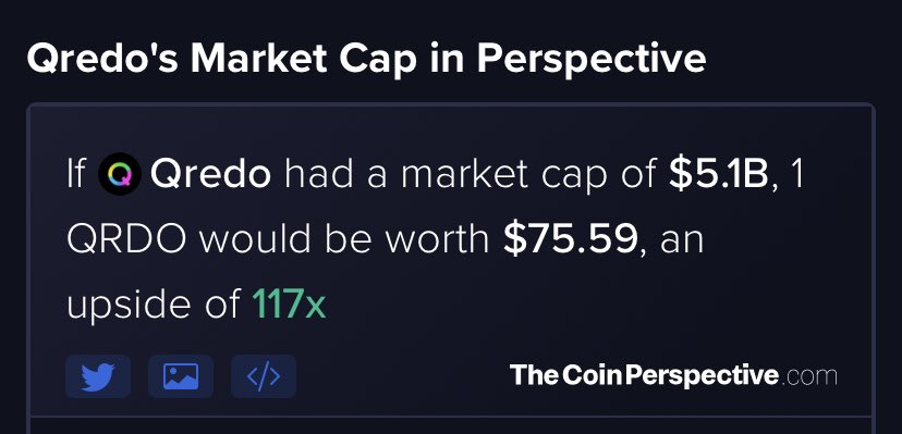 CatoDefi's tweet photo. If $QRDO makes it into the top 20, we’re looking at over a 100x. The top 50, is around 25x. The fundamentals haven’t changed. Institutions are coming @QredoNetwork #qredo https://t.co/b5EvJMbMcP
