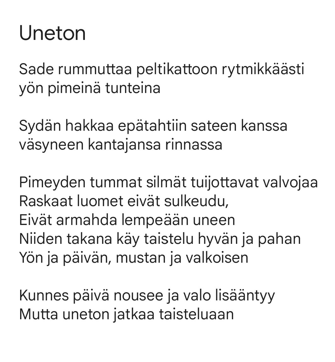 Poolaipe's tweet photo. #uneton #yöntunnit #runo #poem https://t.co/sl2hVpmAJc