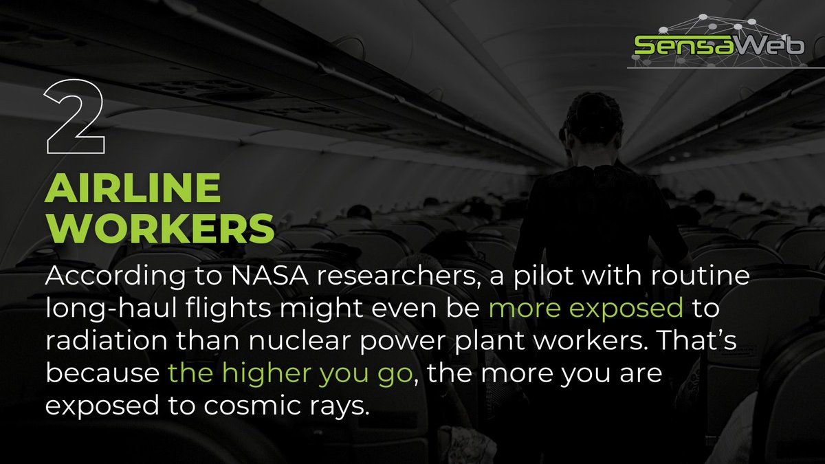sensa_web's tweet image. Check out some of the most common radiation-related careers! ☢️ ⬇️

#SensaWeb #Radiation #Nuclear #Airlines #Mining #Space