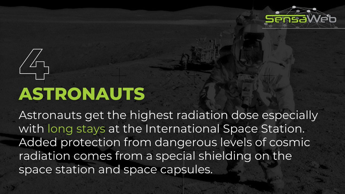 sensa_web's tweet image. Check out some of the most common radiation-related careers! ☢️ ⬇️

#SensaWeb #Radiation #Nuclear #Airlines #Mining #Space