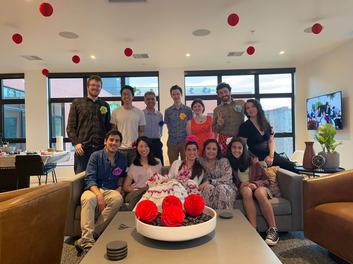 BaharehAjami's tweet photo. The best part of having an internetional lab is we get to celebrate different cultures. Today, #Ajamilab celebrated #FeriaSevilla22 thanks to Paula and Carlos!#funscience, #feriasevilla2022 https://t.co/kDiLxmI636