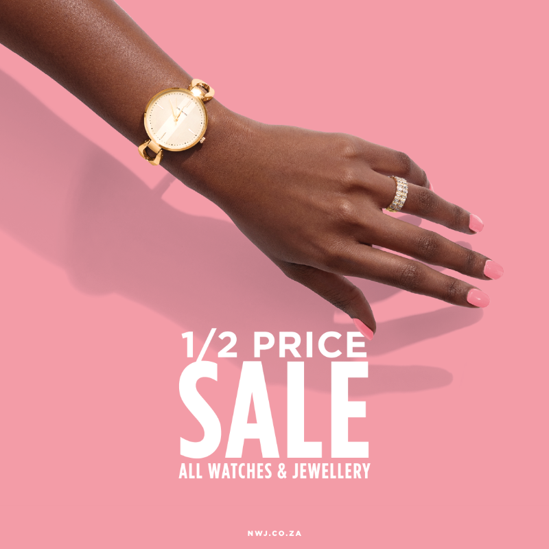 NWJ_Jewellery's tweet photo. Want the best news to start your week? With the NWJ HALF PRICE SALE you can get 1/2 price on ALL Watches & Jewellery. Even better? When you shop online you get free delivery anywhere in South Africa.
Spoil yourself or someone you love today!
#LOVENWJ
#NWJSALE
*T’s & C’s Apply https://t.co/yx8iWRs8iW