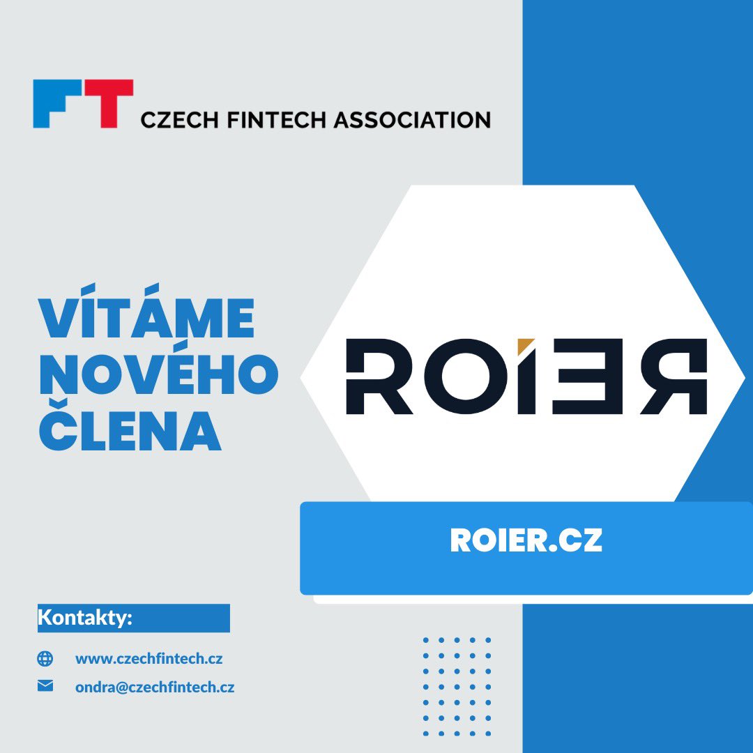 CzechFintech's tweet photo. Vítáme nového člena ČFA - fintech ROIER, který se zabývá investicemi do nemovitostí 🏢🏠
Je skvělé vidět velká jména finančního světa ve FinTechu - David Bystrzycki 🙌🏻
Těšíme se na spolupráci!
#fintech #fintechcz #members #cesko #networking #investice https://t.co/6t3WGHSg98