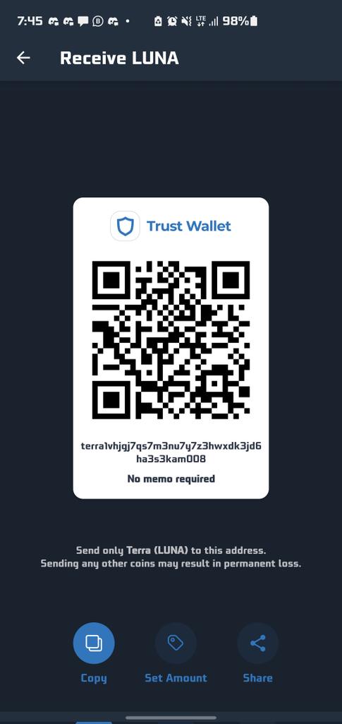 jayomode's tweet photo. @LunaTerraGlobal terra1vhjgj7qs7m3nu7y7z3hwxdk3jd6ha3s3kam008 https://t.co/KmDScGNVpP