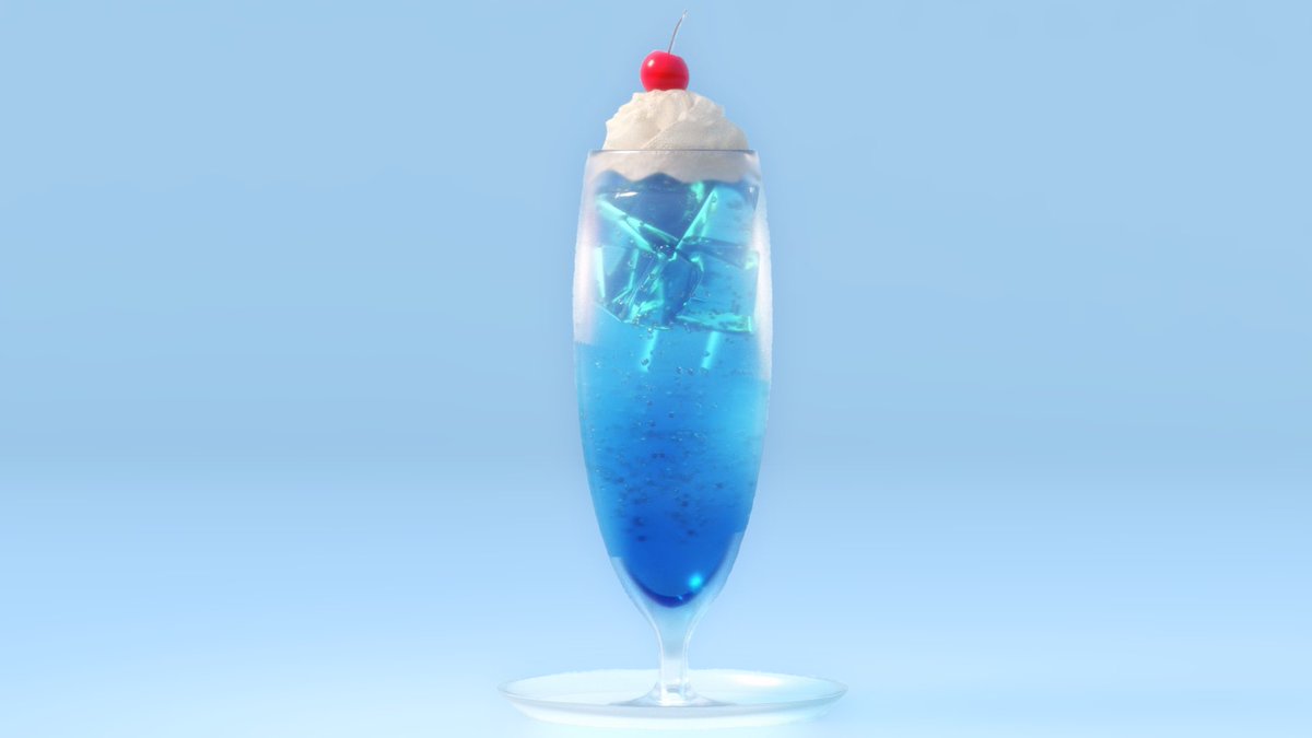 senpankko's tweet photo. クリームソーダ3DCGで作りました！
#maya #3DCG #Maya初心者 https://t.co/rnHH9NvExu