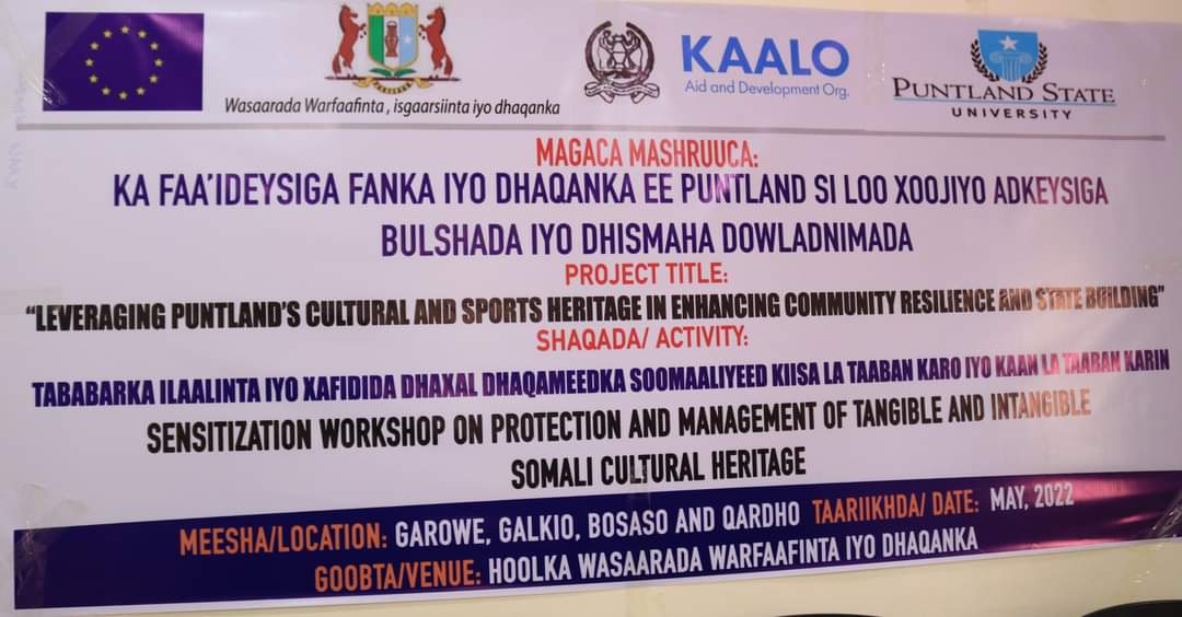 ExplorePSU's tweet photo. PSU in collaboration with MoITTCH of Puntland launched sensitization workshops on the protection and management of tangible and intangible Somali cultural heritage, the workshops will be conducted in the cities of Garowe, Qardho, Bosaso and   Galkacyo. https://t.co/WPe1LB3LDY