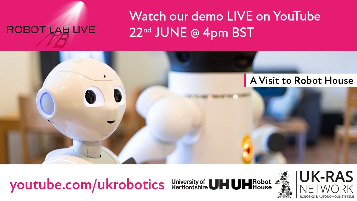 resident_robots's tweet photo. On 22nd June, we invite you to visit the @UHRobotHouse at the @UniofHerts, have a virtual cup of tea, and experience what human-robot interaction research in a domestic environment can look like! https://t.co/Src6hIcSDy

#RobotLabLive #UKFR  #RobotFest #HRI https://t.co/4O45EvgG20