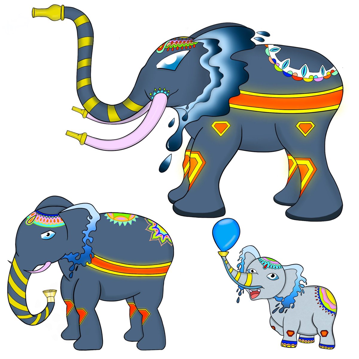kabstudios's tweet photo. #truegreen7redesign3 💧⚡️ Indian elephant/ fire engine Pokémon. They use bioluminescence mandalas to warn others of approaching danger and use their powerful trunks to put out fires. There are national holidays in their honour. Insta @k.bailey_designs https://t.co/p6ZDWj25wl