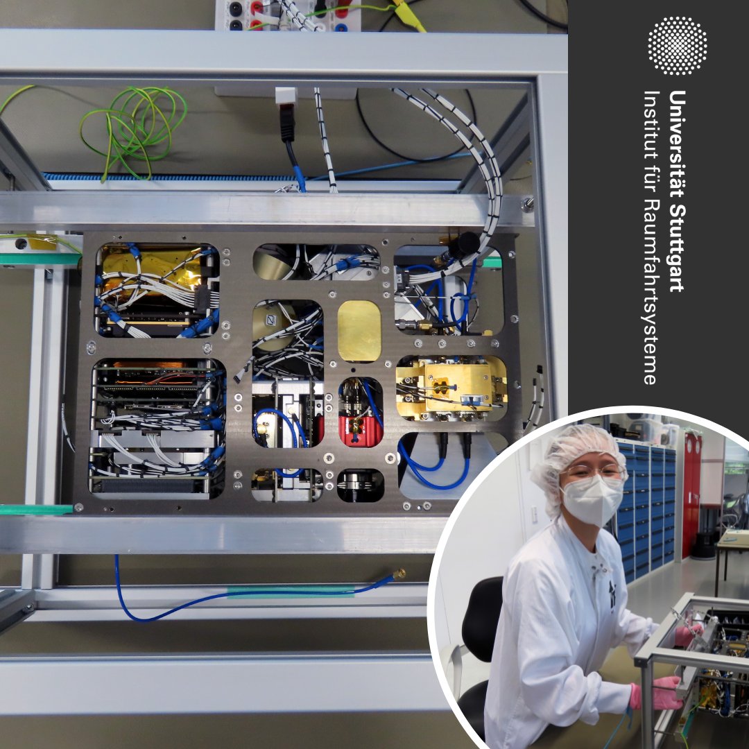 UniStuttgartIRS's tweet photo. The integration of our #EIVE 6U #CubeSat is making progress.
Harness is almost complete, two outer panels as well as the solar panels are yet to be attached.
Radio connection tests, thermal tests and vibration tests will be conducted within the next weeks. https://t.co/PSBSXJjrg8