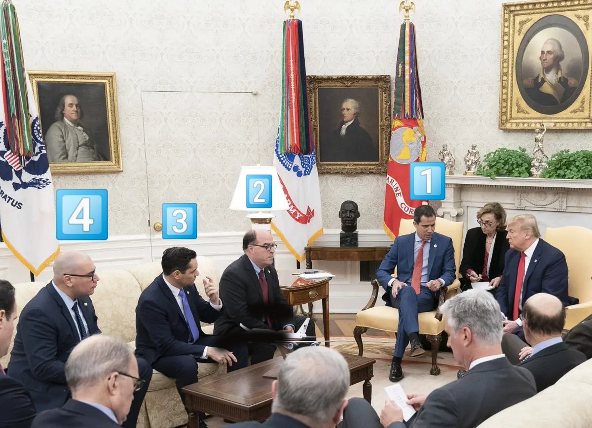latablablog's tweet photo. #ParaQueConste Éstos son los cuatro venezolanos que el 5FEB 2020 discutieron con Trump, en @WhiteHouse, plan de secuestro-asesinato del Pdte. Venezuela @NicolasMaduro. Lo cuenta en su libro el exsecretario de Defensa @MarkTEsper.  ¿Saben quién es el N° 4? https://t.co/0vD0rTchiV https://t.co/Q9faBISqcO