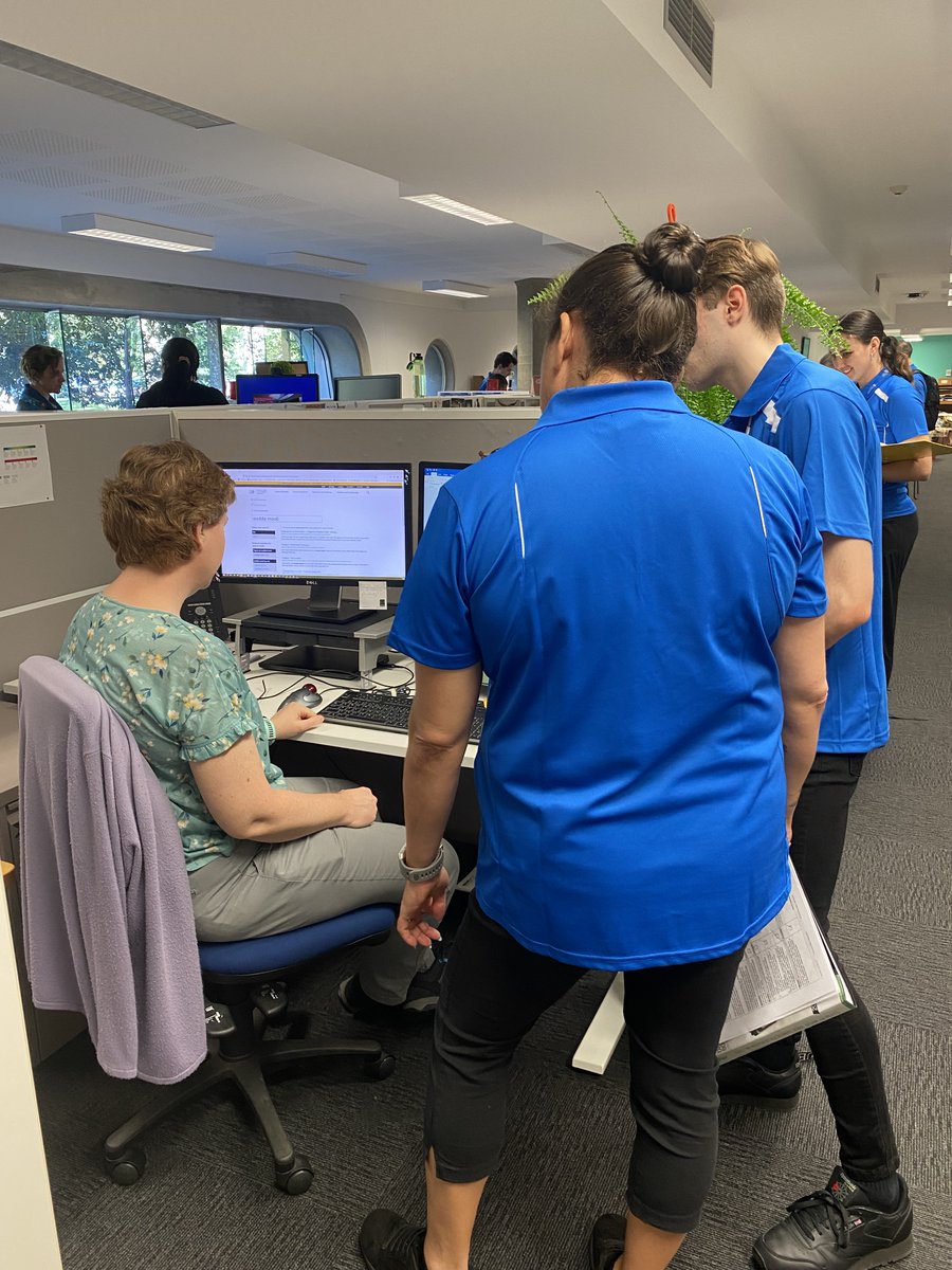 JCULibrary's tweet photo. A pride of OT students descended on the Mabo library this morning to practise workplace assessments. Sometimes we'll even lend you the librarians!
#guineapigs #MaboLibrary #JCUTownsville #jcuot https://t.co/J81H2LTaHb
