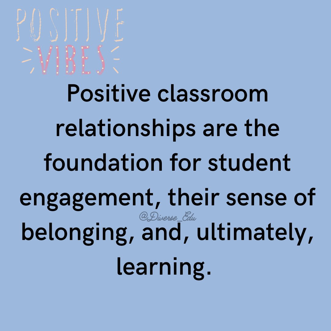 Diverse_Edu's tweet photo. Students from all backgrounds and ages benefit from positive classroom relationships.
#PositiveEnergy #positiveClassroomRelations #relationships https://t.co/I4YxcwAptr