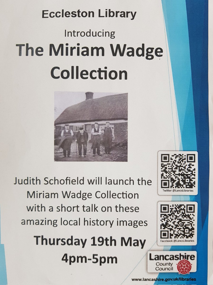This Thursday at Eccleston Library.

Many of you will know about Miriam's wonderful collection of historical items all to do with Eccleston.  This Thursday her daughter, Judith, will talk us through it.

Look forward to seeing you there.