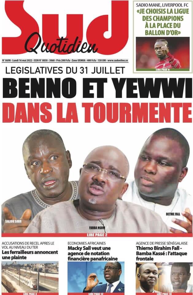 TvThiantgui's tweet photo. #Unes des #Quotidiens du Lundi 16 mai 2022 https://t.co/xlq8Yk7CJv