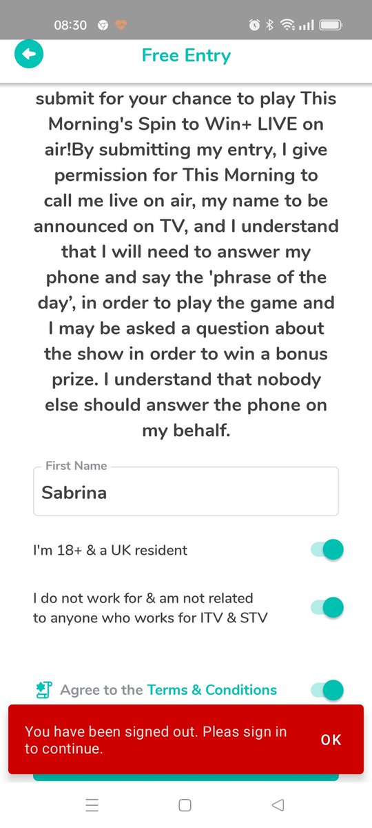 Sabrina0353's tweet photo. @thismorning why is it saying I need to log in, there no login won't let me enter. https://t.co/DeDfOY4gW1