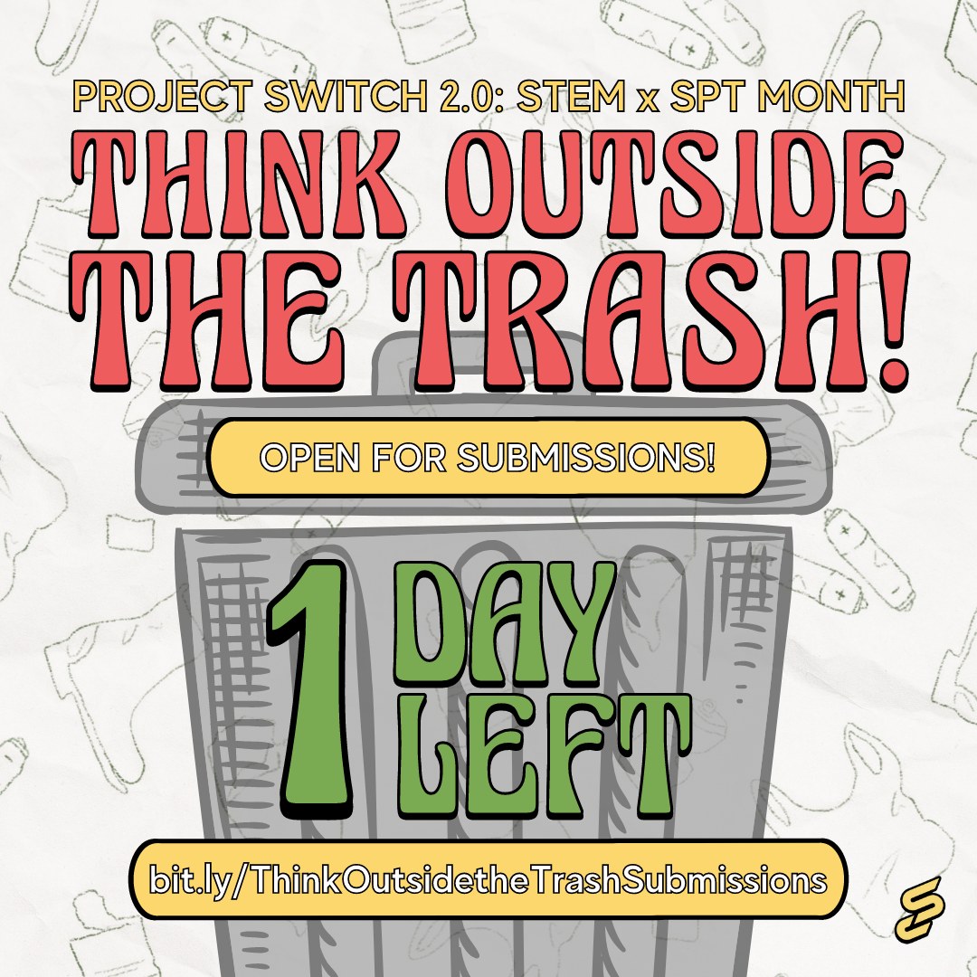 dlsushssc's tweet photo. 𝗬𝗼𝘂𝗿 𝘁𝗶𝗺𝗲 𝗶𝘀 𝗿𝘂𝗻𝗻𝗶𝗻𝗴 𝗼𝘂𝘁 ⌛️

Submit your Think Outside the Trash! entries before it’s too late because submissions close in just 𝟏 𝐝𝐚𝐲!

Link: https://t.co/tEDsxhQ38O

Layout by Dreizher Romero

#IGNITE 
#STEMxSPTMonth2022
#ProjectSwitch2022 https://t.co/S7RDEzMf7V