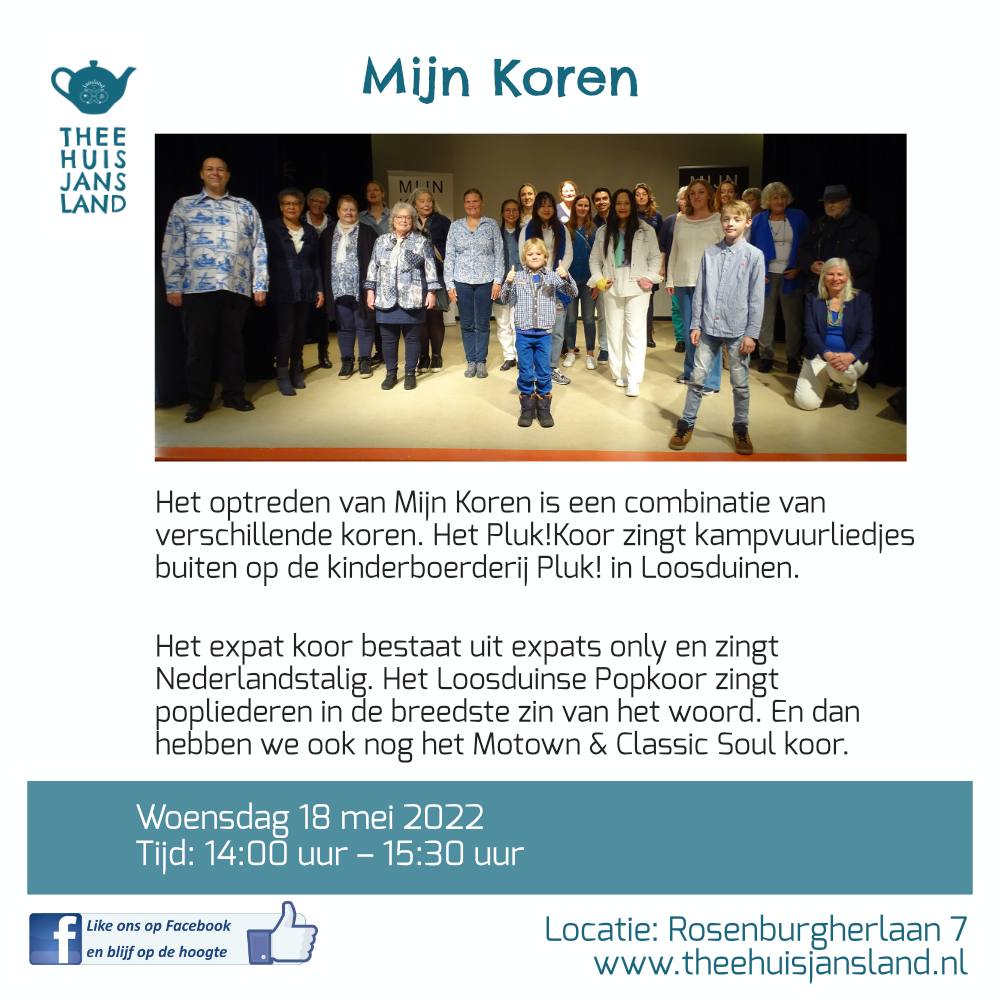 A.s. woensdagmiddag van 14 tot 15.30 uur is het weer raak op ons terras. dan komen zangers van drie verschillende koren optreden. Met steun van <a href="/Fonds1818/">Fonds 1818</a> dankzij fijne samenwerking met de lokale afdeling van de <a href="/DeZonnebloem/">DeZonnebloem</a>.