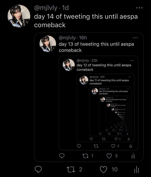 mjlvly's tweet photo. day 15 of tweeting this until aespa comeback https://t.co/11JR1V13Q2