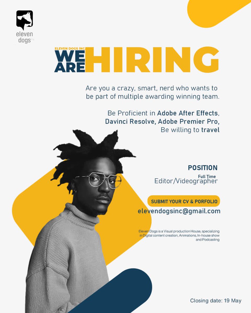 WE ARE LOOKING FOR AN EDITOR someone well versed also in Animation and Production