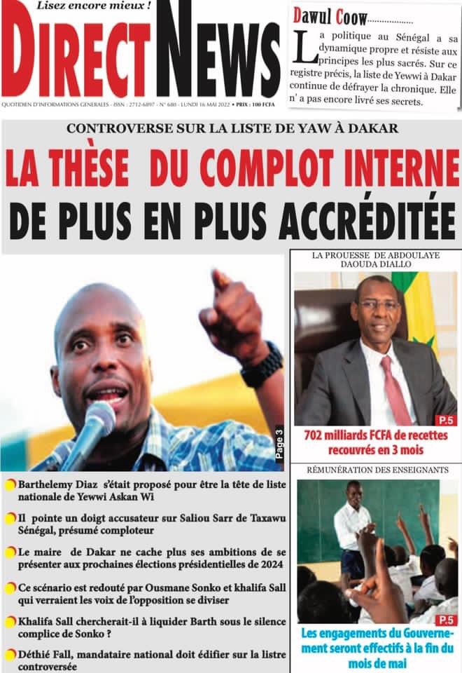 TvThiantgui's tweet photo. #Unes des#Quotidiens du Lundi 16 mai 2022 https://t.co/ltyw1nkZUe