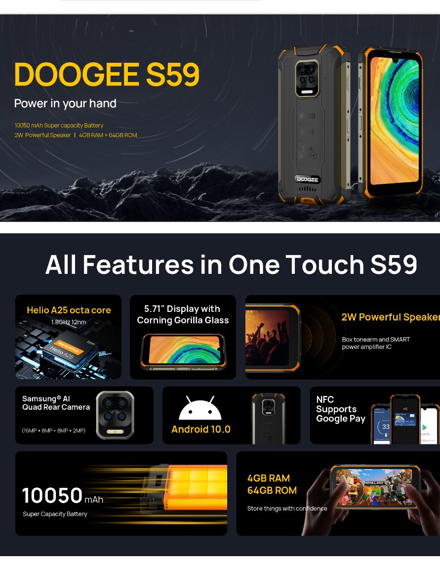 Own your <a href="/DOOGEE_official/">DOOGEE</a> S59 at  only Frw 257,634