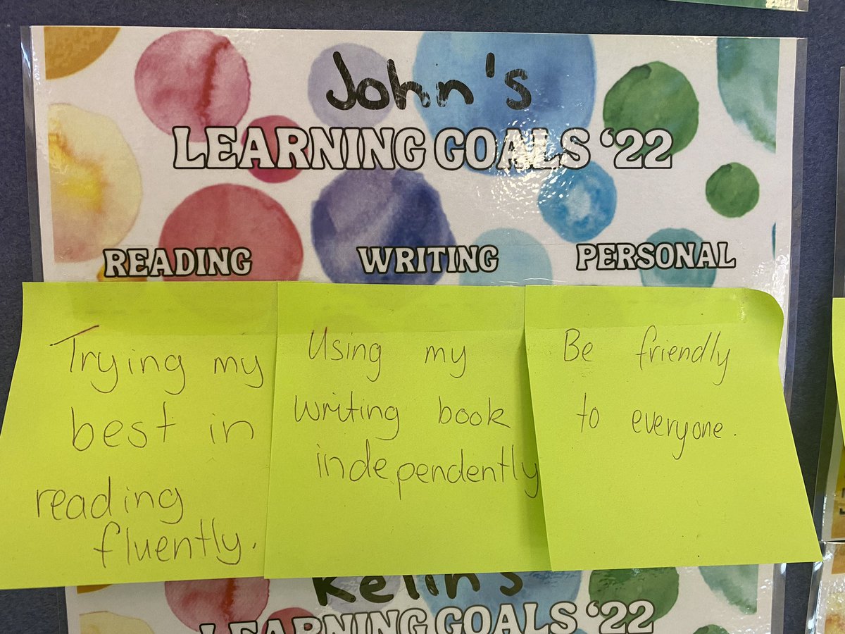 CarlySalmon1999's tweet photo. Love seeing what kids are striving for in 2022! It’s important to constantly refer back to these goals throughout the year and use them within feedback to keep students accountable. ACUedu_p https://t.co/D2Kzr3hosw