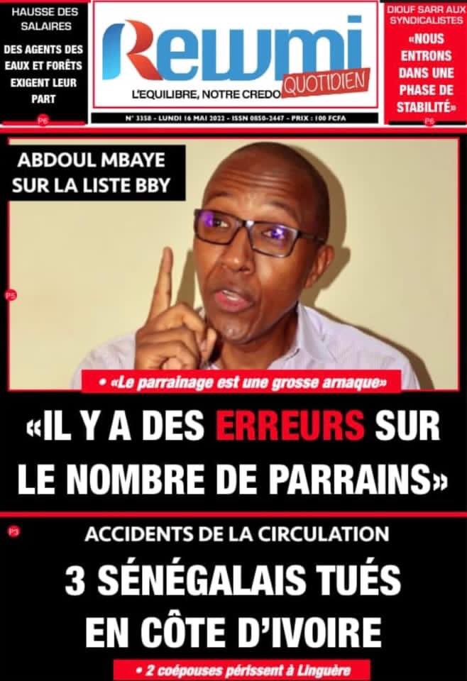 TvThiantgui's tweet photo. #Unes des #Quotidiens du Lundi 16 mai 2022 https://t.co/p6Ap5QF0t5