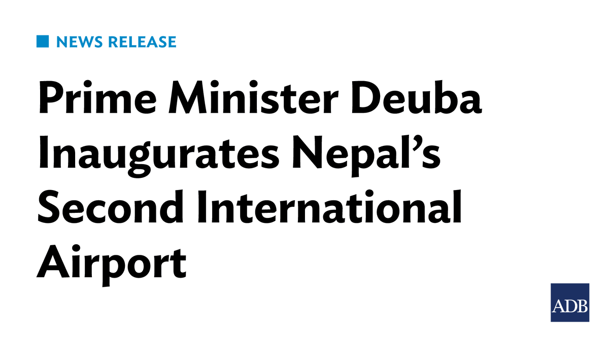 ADB_HQ's tweet photo. Prime Minister of Nepal @SherBDeuba has inaugurated Nepal’s second international airport with the support of ADB.

The airport will connect Lumbini to Buddhist circuits in South Asia as well as to the rest of the world: https://t.co/R4XlsOhsnW

#ADBNews https://t.co/mOdsAP2rXl