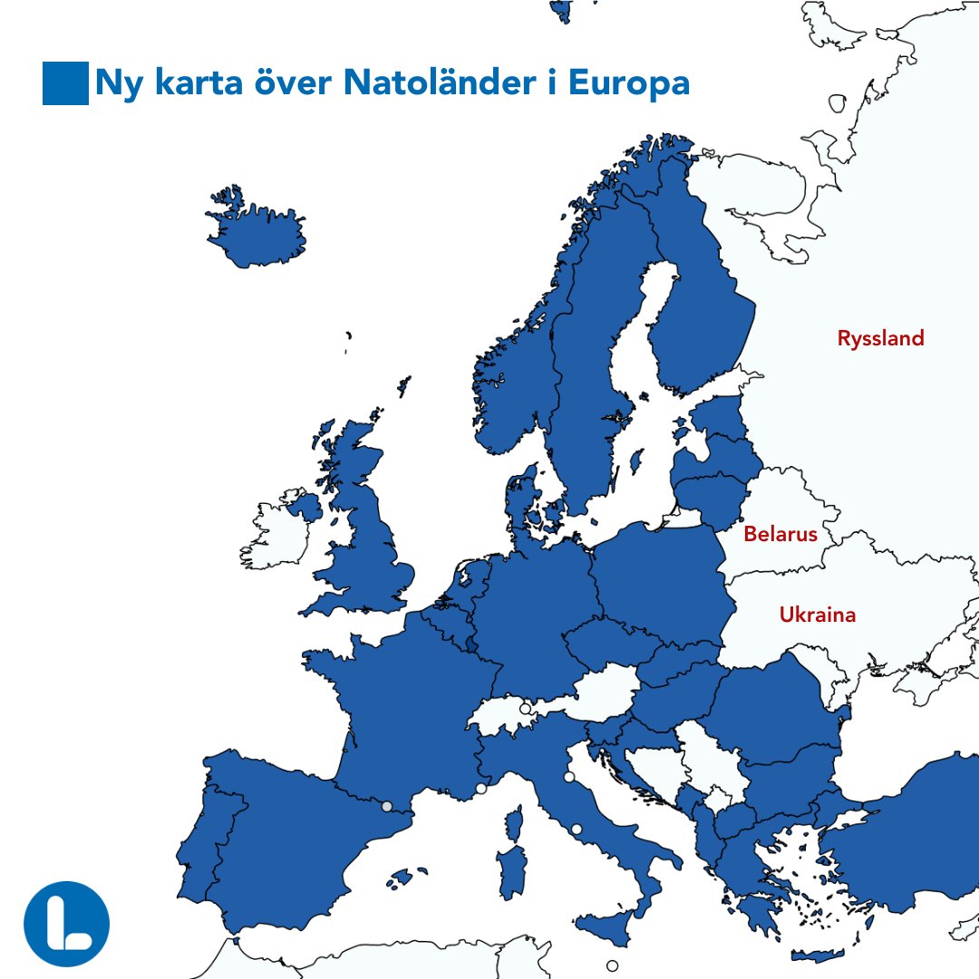 Karta med länder som är med i NATO