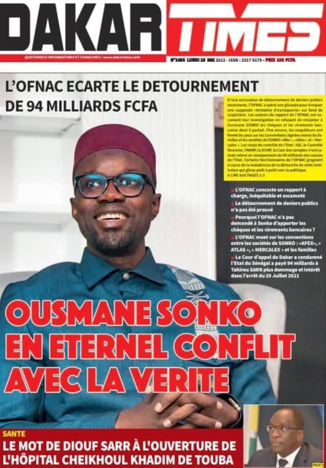 TvThiantgui's tweet photo. #Unes des #Quotidiens du Lundi 16 mai 2022 https://t.co/pVbFDOrWxV