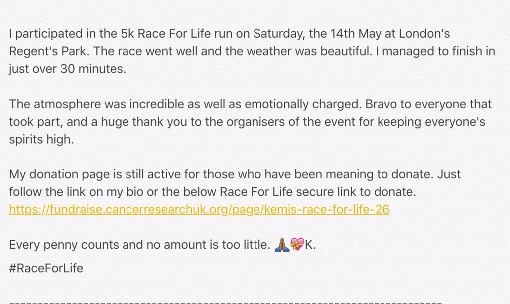 #RaceForLife