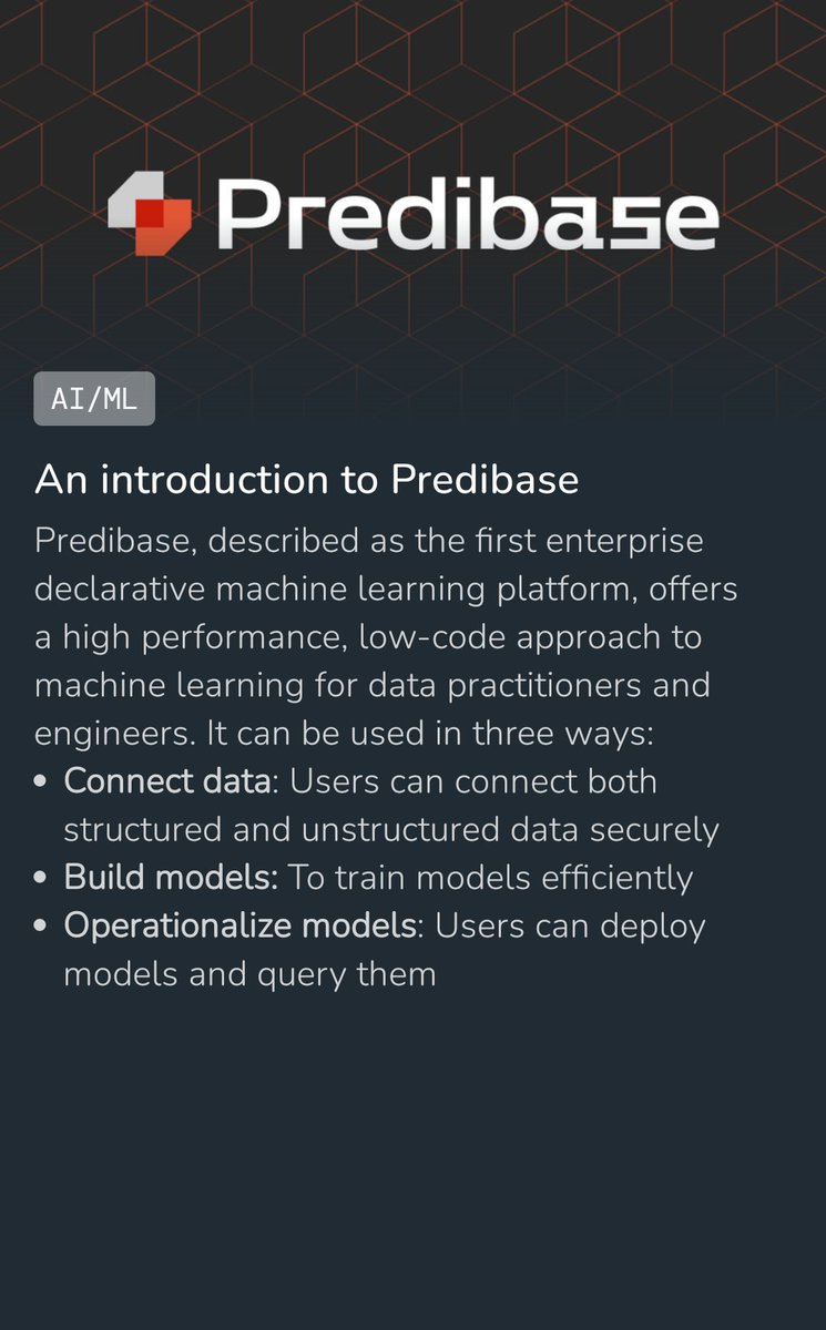 DevBytesApp's tweet image. An introduction to Predibase

#Predibase #MachineLanguage