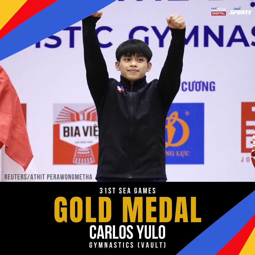 gmanews's tweet photo. ANOTHER GOLD FOR CALOY!

Carlos Yulo captures his fourth gold medal in the 31st SEA Games after ruling the men's vault finals! #SEAGames31

Visit https://t.co/StDdnA7xE2 for other updates. https://t.co/WMPwafl9LQ