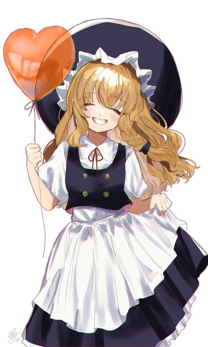 kirisame marisa 1girl balloon hat solo witch hat blonde hair smile  illustration images