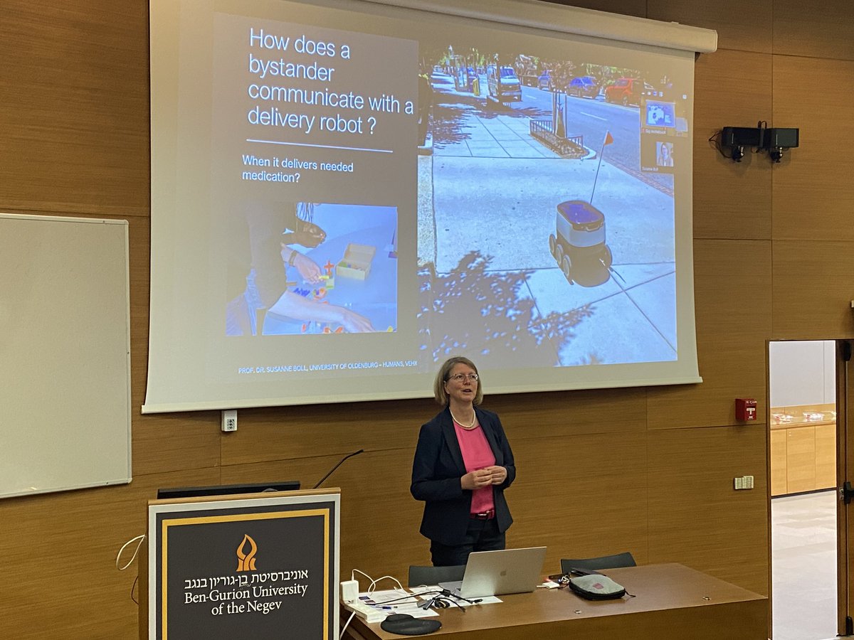 Wonderful talk at the ABC seminar by <a href="/SusanneCJBoll/">Susanne Boll</a> on Humans, Vehicles, and AI. Highlighting the need to consider humans when designing and integrating automated technologies into our daily lives <a href="/bengurionu/">Ben-Gurion University of the Negev</a>