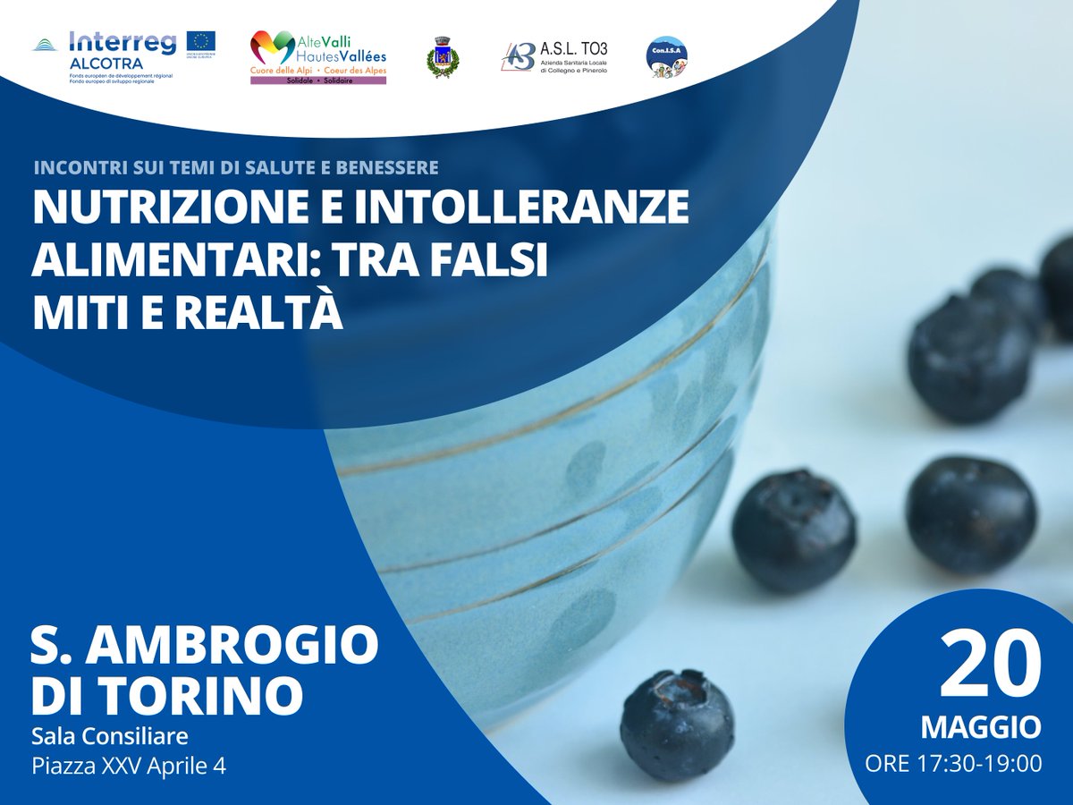 cuoredellealpi's tweet photo. #cuoresolidale
Appuntamento il 20 maggio ore 17.30 - 19.00 nella Sala Consiliare di S. Abrogio di Torino per parlare di "Nutrizione e intolleranze alimentari: tra falsi miti e realtà".
Per partecipare: https://t.co/uBPc31amDc
@InterregALCOTRA #altevalli #cuoredellealpi https://t.co/qNYQwKIeyb